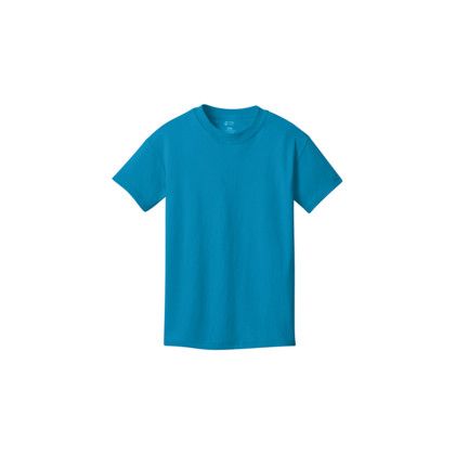 Custom Port & Company Youth Core Cotton Tee - Neon Blue Front Side Custom Port & Company Youth Core Cotton Tee - Neon Blue Front Side