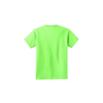 Custom Port & Company Youth Core Cotton Tee - Neon Green Back Side Custom Port & Company Youth Core Cotton Tee - Neon Green Back Side