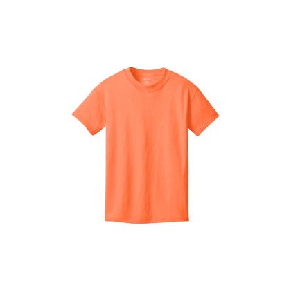 Custom Port & Company Youth Core Cotton Tee - Neon Orange Front Side Custom Port & Company Youth Core Cotton Tee - Neon Orange Front Side