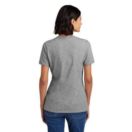 Custom Port & Company Women's Core Cotton V-Neck Tee - Athletic-heather Back Side 