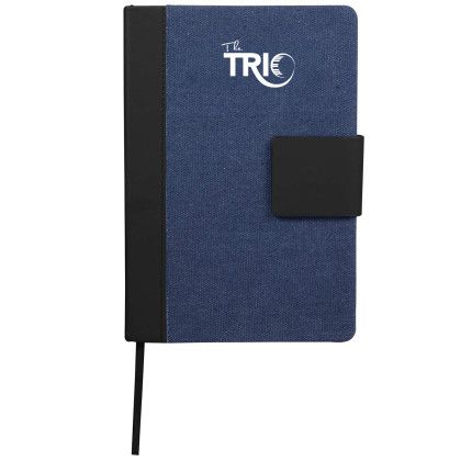 Custom 5.5" x 8.5" FSC Recycled Canvas Bound Notebook - Blue