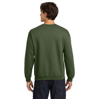 Custom Gildan Heavy Blend Crewneck Sweatshirt - Military Green Back View 