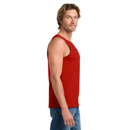 Custom Gildan Ultra Cotton 100% US Cotton Tank Top - Red Side View Custom Gildan Ultra Cotton 100% US Cotton Tank Top - Red Side View