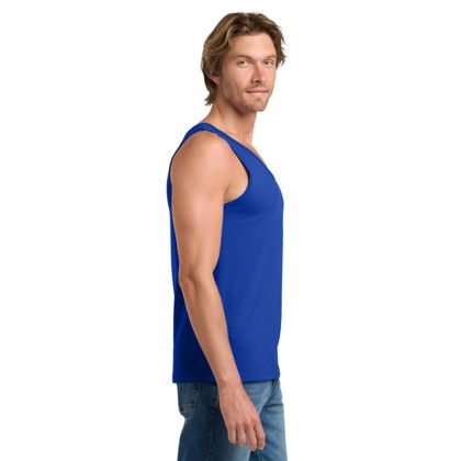 Custom Gildan Ultra Cotton 100% US Cotton Tank Top - Royal Side View Custom Gildan Ultra Cotton 100% US Cotton Tank Top - Royal Side View