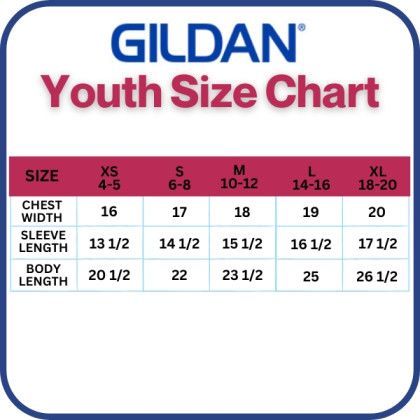 Gildan Youth Size Chart