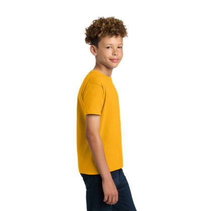 Custom Gildan Youth Ultra Cotton 100% US Cotton T-Shirt - Gold Side View 