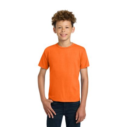 Custom Gildan Youth Ultra Cotton 100% US Cotton T-Shirt - Safety Orange Front View 
