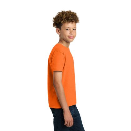 Custom Gildan Youth Ultra Cotton 100% US Cotton T-Shirt - Safety Orange Side View 