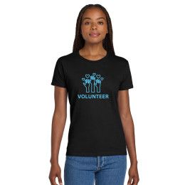Custom Gildan Women's Ultra Cotton 100% US Cotton T-Shirt - Black Front View