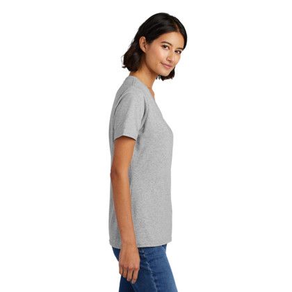 Custom Port & Company Women's Core Cotton V-Neck Tee - Ash Side View Custom Port & Company Women's Core Cotton V-Neck Tee - Ash Side View