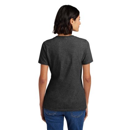 Custom Port & Company Women's Core Cotton V-Neck Tee - Dark heather Gray Back Side