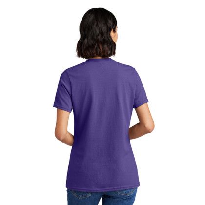 Custom Port & Company Women's Core Cotton V-Neck Tee - Purple Back Side 