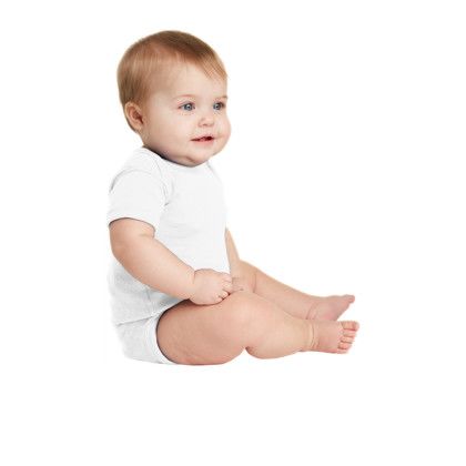 Custom Rabbit Skins Infant Short Sleeve Baby Rib Bodysuit - White Side View 