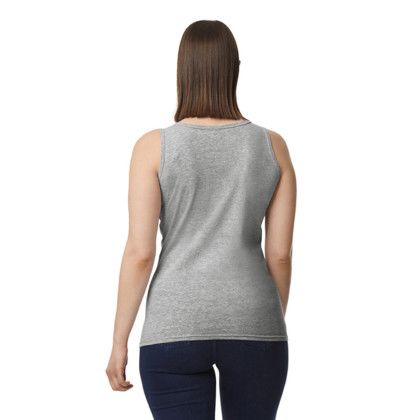 Custom Gildan Softstyle Junior Fit Tank Top - Sports Grey Back View