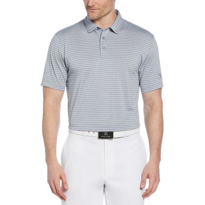 Custom PGA Tour Heather Feed Stripe Polo - Tradewinds Heather Front View