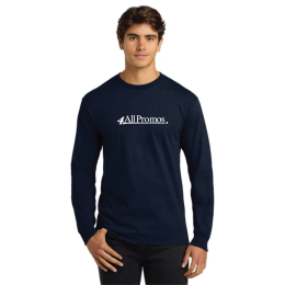 Custom Gildan Ultra Cotton Long Sleeve T-Shirt - Navy Front Side 
