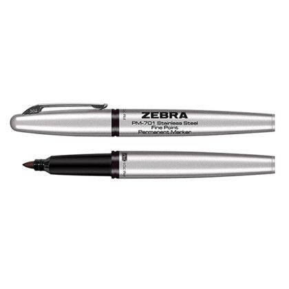 Custom Zebra PM-701 Stainless Steel Permanent Marker with Fine Bullet Tip - Silver