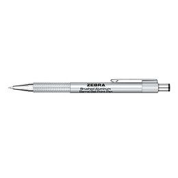 Custom Zebra F-301A Aluminum Barrel Retractable Ball Point Pen with Stainless Steel Trim & Textured Grip - Silver