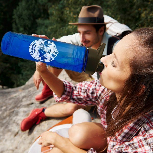 Imprinted 24 oz. Slim Fit Water Bottles with Drink-Thru Lid | Water Bottles