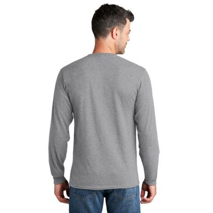 Custom Long Sleeve Color Cotton T-Shirt-Port & Company - Athletic heather Back side