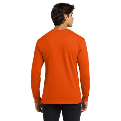 Custom Gildan Ultra Cotton Long Sleeve T-Shirt - Orange Back Side 