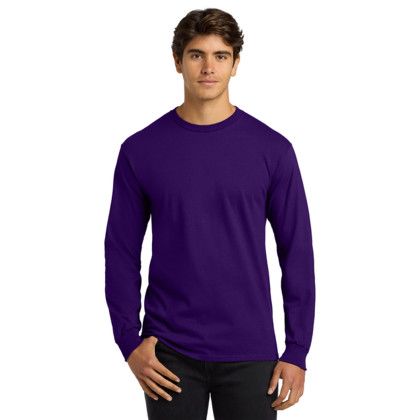 Custom Gildan Ultra Cotton Long Sleeve T-Shirt - Purple Front Side 