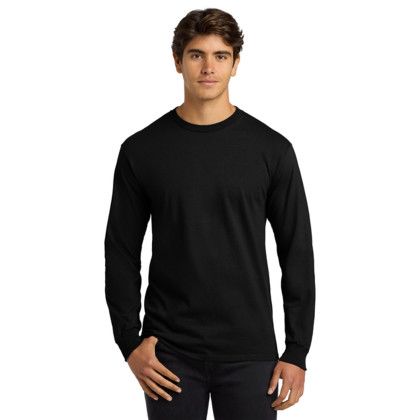 Custom Gildan Ultra Cotton Long Sleeve T-Shirt - Black Front Side