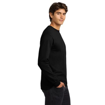 Custom Gildan Ultra Cotton Long Sleeve T-Shirt - Black Side View