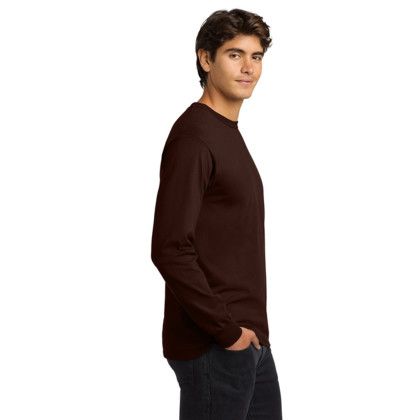 Custom Gildan Ultra Cotton Long Sleeve T-Shirt - Dark Chocolate Side View