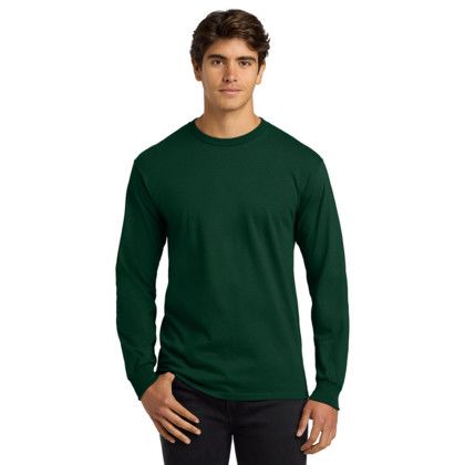 Custom Gildan Ultra Cotton Long Sleeve T-Shirt - Forest Green Front Side