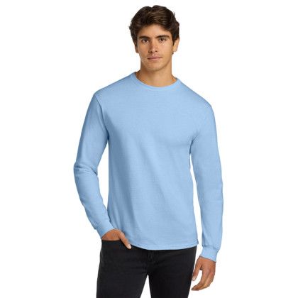 Custom Gildan Ultra Cotton Long Sleeve T-Shirt - Light Blue Front Side