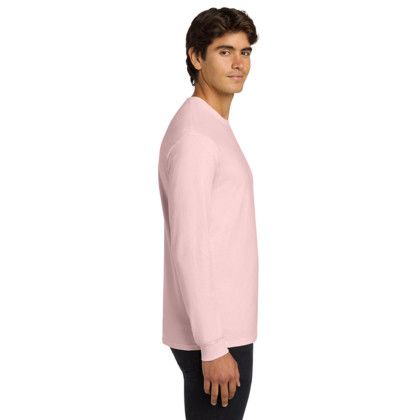 Custom Gildan Ultra Cotton Long Sleeve T-Shirt - Light Pink Side View