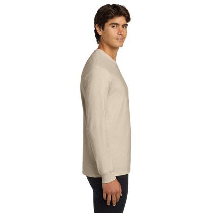 Custom Gildan Ultra Cotton Long Sleeve T-Shirt - Natural Side View