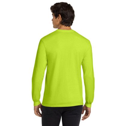 Custom Gildan Ultra Cotton Long Sleeve T-Shirt - Safety Green Back Side