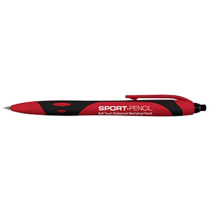 Custom Sport Pencil - Soft Touch Rubberized Mechanical Pencil with Twist-Up Eraser & #2 HB Leads - Refillable - Red