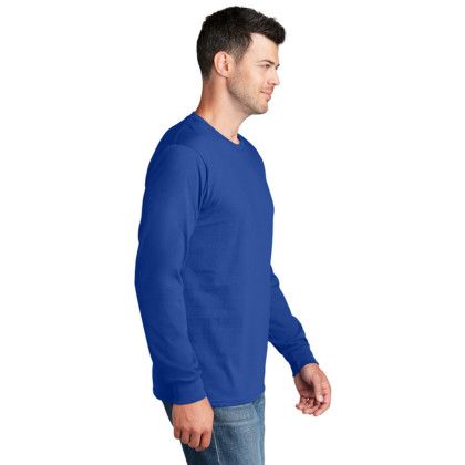 Custom Long Sleeve Color Cotton T-Shirt-Port & Company - Royal Side View 