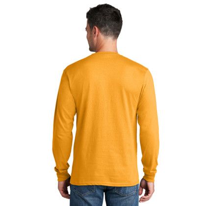 Custom Long Sleeve Color Cotton T-Shirt-Port & Company - Gold Back Side 
