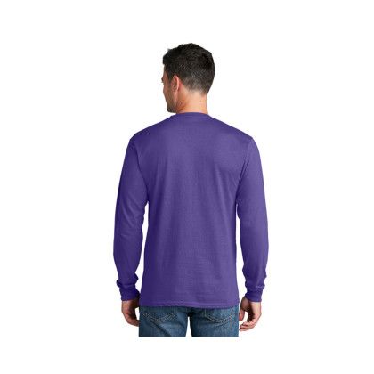 Custom Long Sleeve Color Cotton T-Shirt-Port & Company - Purple Back Side