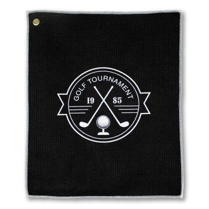Custom Microfiber Waffle Small Golf Towel - Black Custom Microfiber Waffle Small Golf Towel - Black