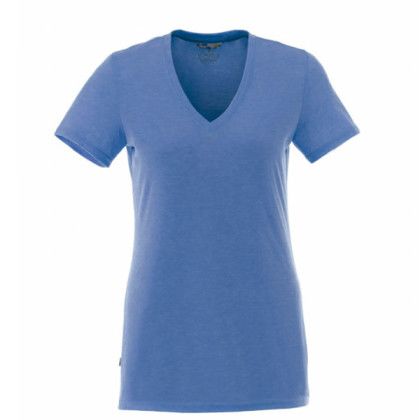 Promotional Short Sleeve V Neck Sarek Tee for Women - Olympic blue heather