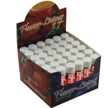 Custom Lip Moisturizer Colors - All Natural USA Made - 36-Pack Display - Packaged - White