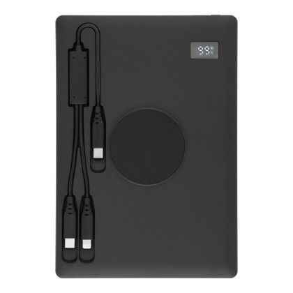 Custom Recycled Power Folio With Wireless Charger & Power Bank - Gray With PowerBank