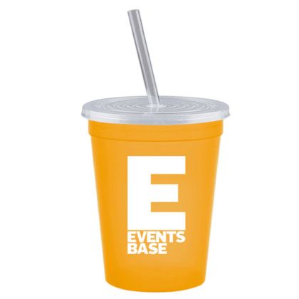 Custom Stadium Cup-Lid-Straw-16 oz - Athletic Gold