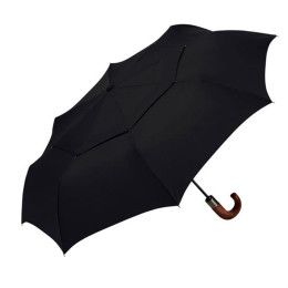 Custom Curved Wood Handle Umbrella - Black 