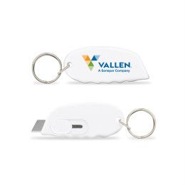 Custom Safety Cutter Key Tag - White 