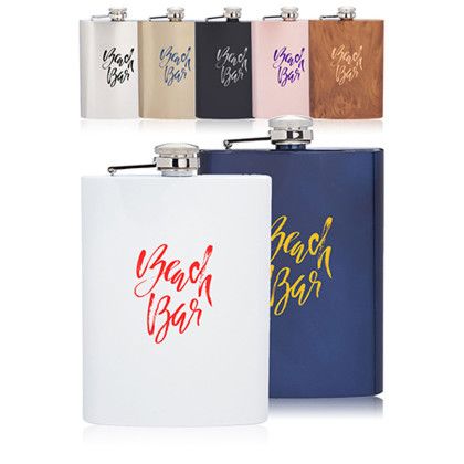 Custom 8 oz. Verano Stainless Steel Hip Flasks - All Colors 