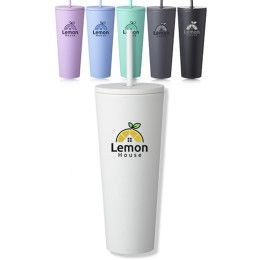 Custom 24 oz Kenai Plastic Tumblers with Straw - All Colors 