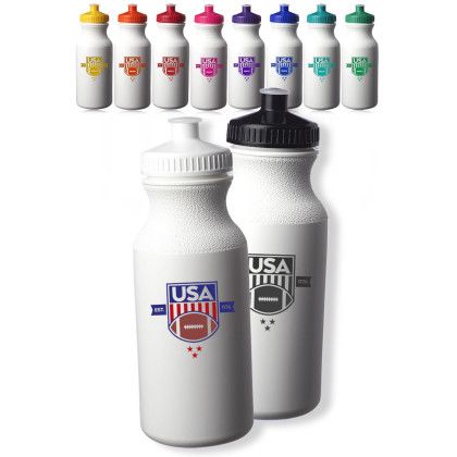 Custom 20 oz. White Water Bottles with Push Cap - All Colors 