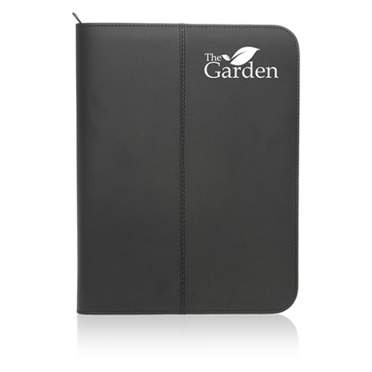 Custom Zippered Black Leather Portfolios - Black 