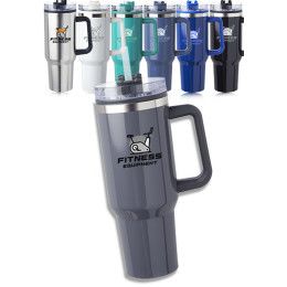 Custom 40 oz. Hugo Plastic Interior Stainless Steel Travel Mugs - All Colors